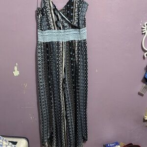 No Boundaries Black and Blue Patterned Maxi Dress